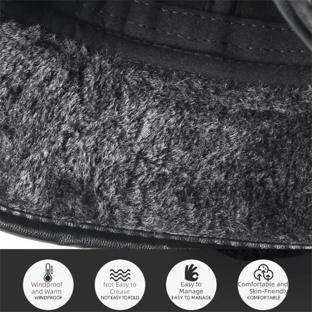 High Quality PU Leather Baseball Cap Cold Proof with Earflaps Thermal Hat Windproof Ear Protection Hat Winter