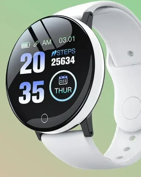 D18 Smart Watch – Heart Rate Monitor, Round Digital Fitness Watch for Men & Women (Band Included, Compare with D20/Y68)