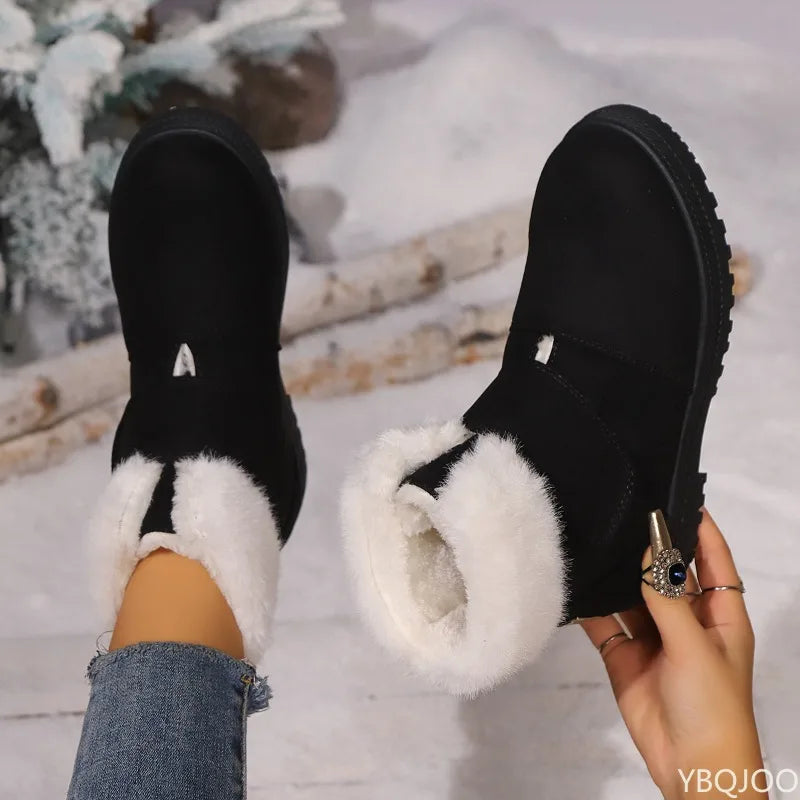 Women's Elegant minimalist snow boots winter new fashionable versatile suede thick soled warm comfortable women's boots