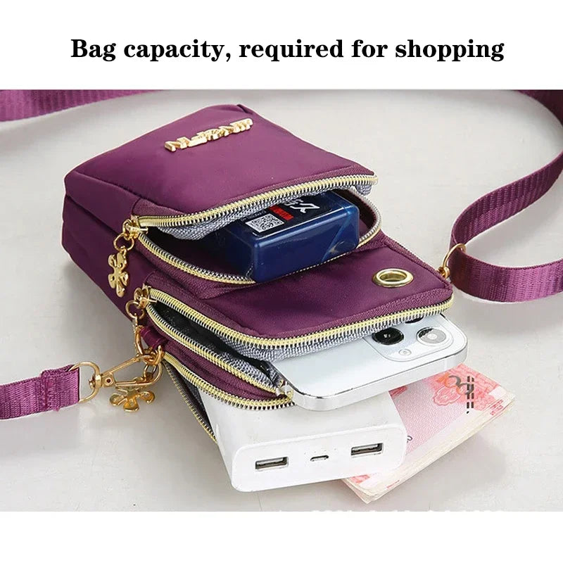 Bolso para teléfono móvil para mujer, bandolera, minibolsos de moda, monedero para mamá, para colgar en el cuello, funda para correr, bolso de hombro, cartera de 3 capas