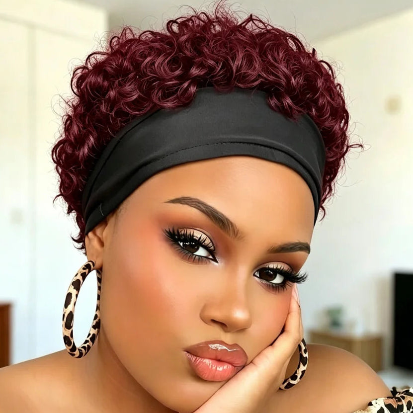 Curly Headband Human Hair Wig