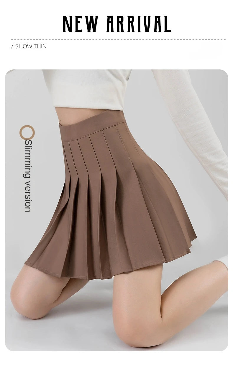 Women's Skirt Korean Style Miniskirt A-line Short Rokken College Girls Falda Short De Mujer  Black Pleated Skirt with Shorts