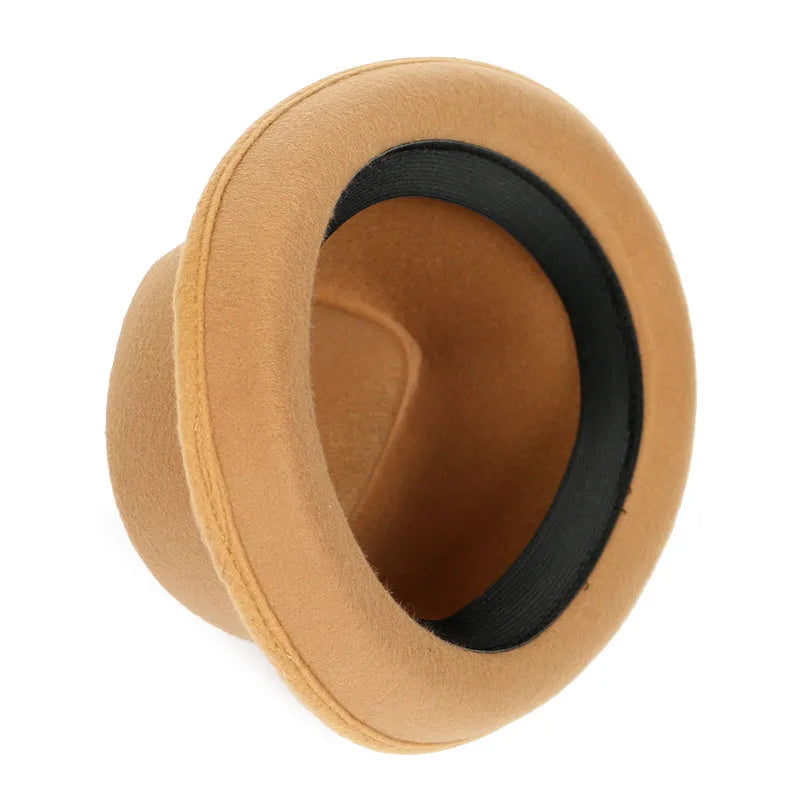 Classic Fedoras Men's Hat Fashion Autumn 2025 Solid Winter Short Sleeve Fedora Jazz Top Hats Women Black Gentleman Felt Cap