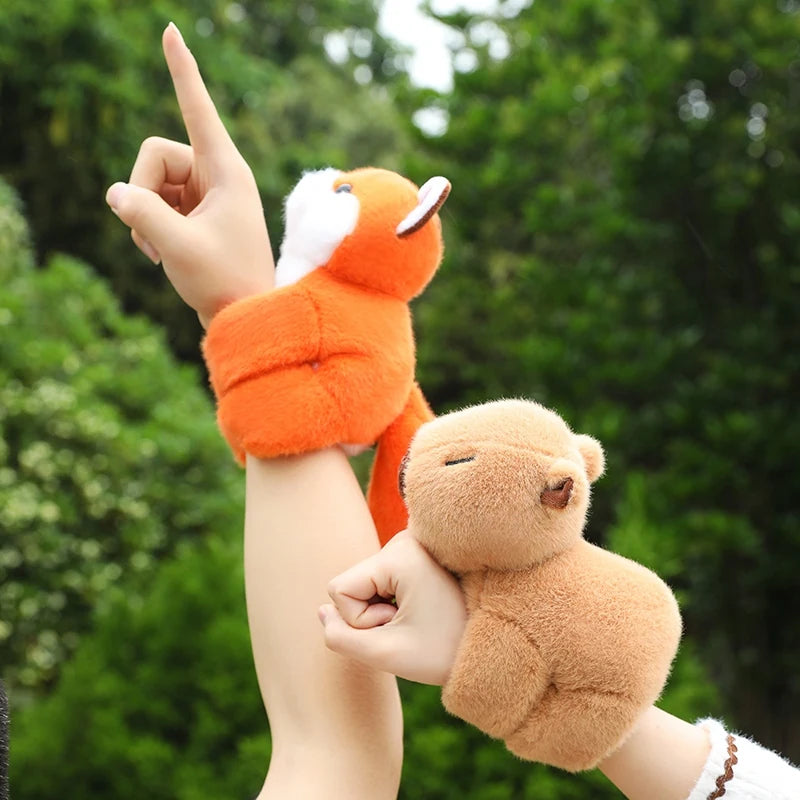 Creative Stuffed Animals Raccoon Fox Husky Cat Monkey Papa Circle Toy Wrapped Around Arm Doll Toys For Kids Birthday Gift