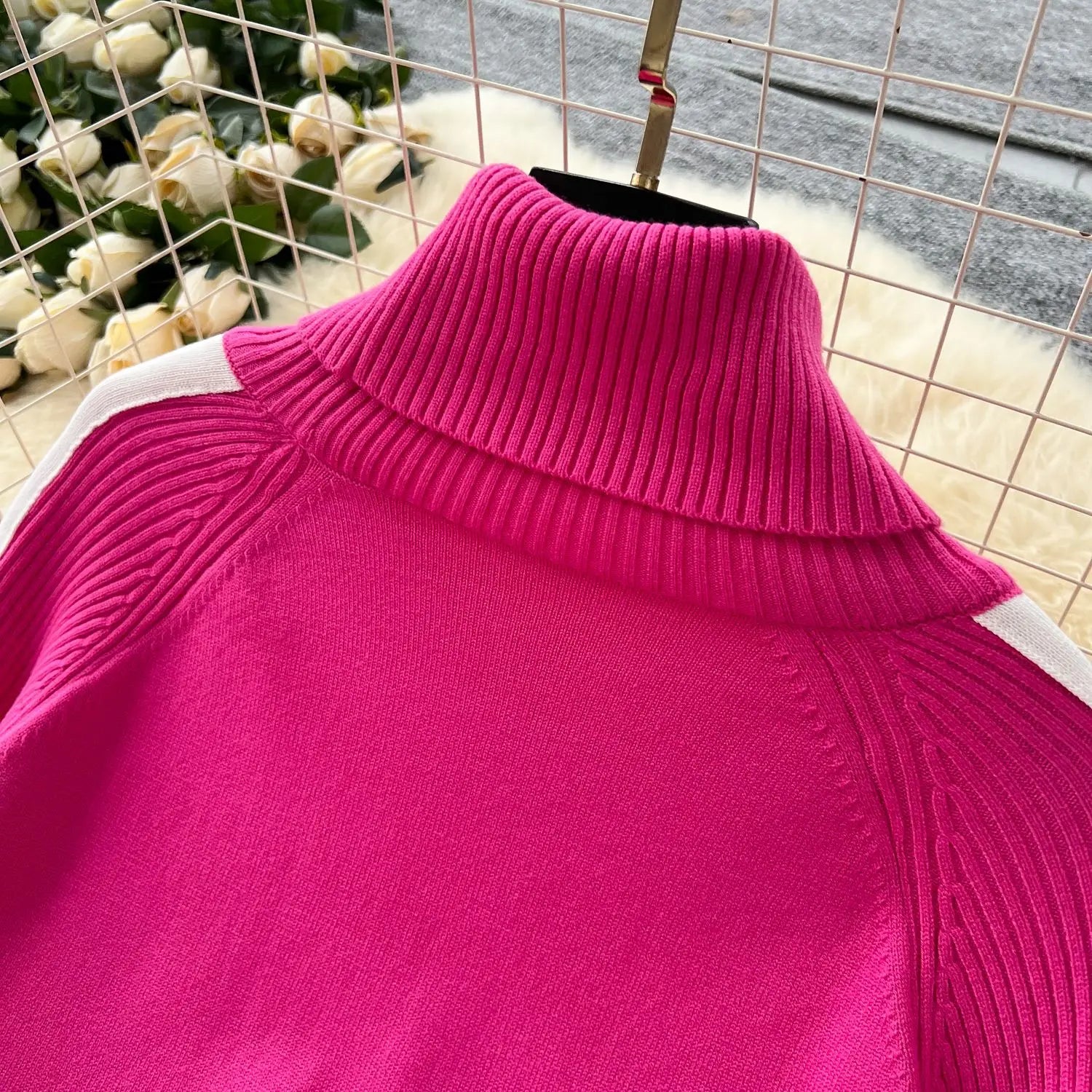 Two Piece Sets Women Skirt Set Turtleneck Knitted Full Sleeve Tops Mid Length Skirts Wrap Hip High Waist Y2k Streetwear Elegant