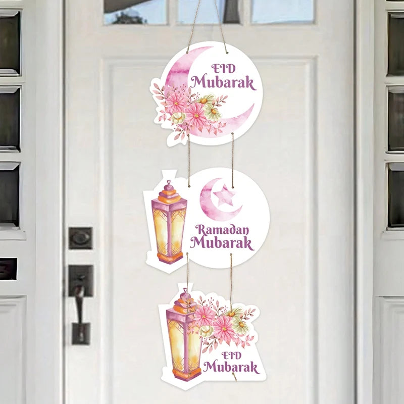 EID Mubarak Decorations Door Hanging Ramadan Decor for Home Door Hanging Ramadan Kareem Islamic Muslim Party Eid Al Adha