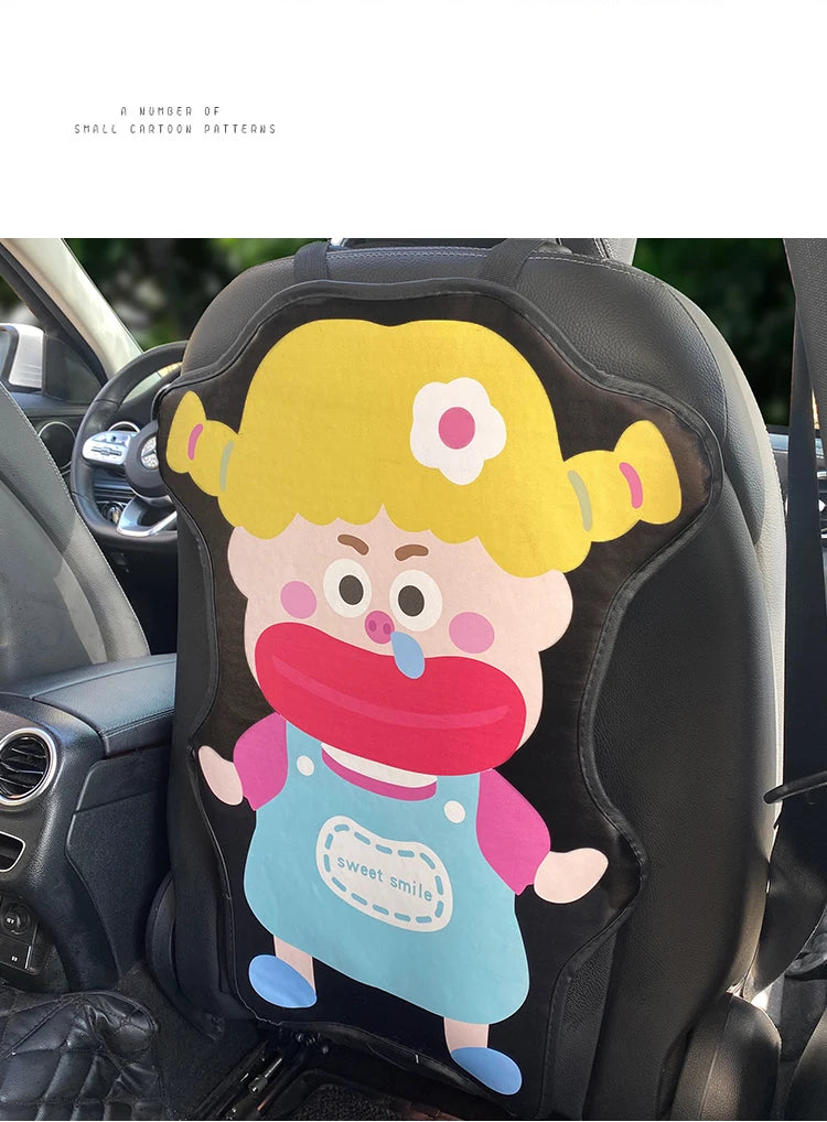 Car anti-kick pad, seat back protective pad, leather waterproof, anti-wear and wear-resistant cartoon cute car protective