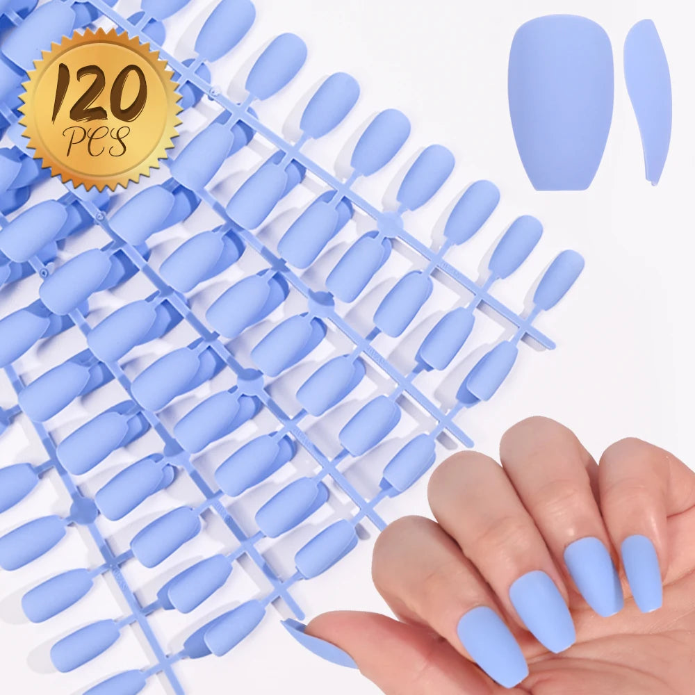120pcs Black Edge Super Long French False Nail Removable Ballerina Coffin Almond Fake Nail Artificial Acrylic Press On Nail Tips