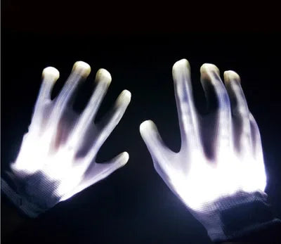 LED Gloves Neon Guantes Glowing Halloween Party Light Props Luminous Flashing Skull Gloves Stage Costume Supplies