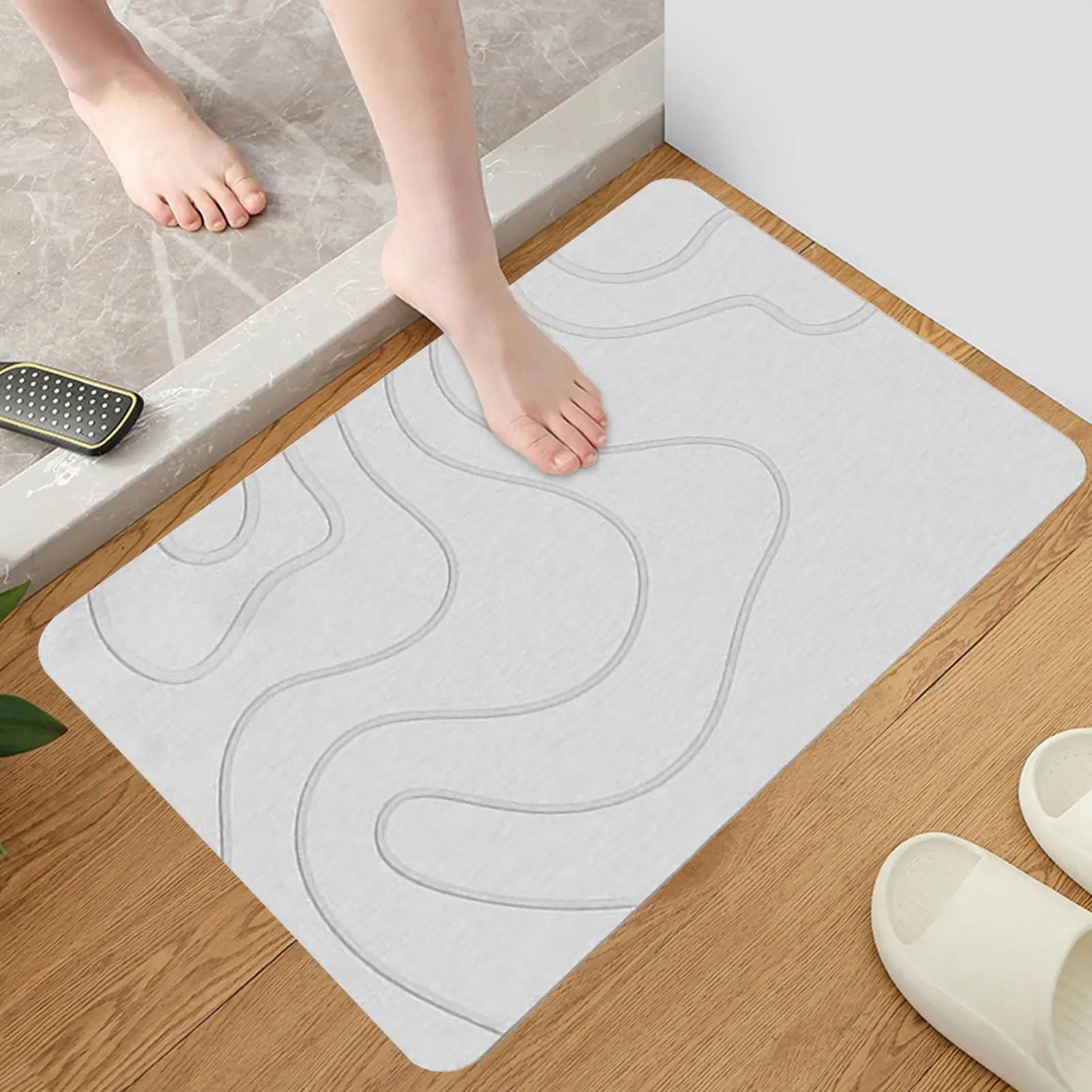 Alfombrilla de piedra para secado de baño, alfombrilla blanda de barro de diatomeas, alfombrilla antideslizante para puerta de inodoro, alfombrilla de ducha de piedra de diatomeas de secado rápido con absorción de agua