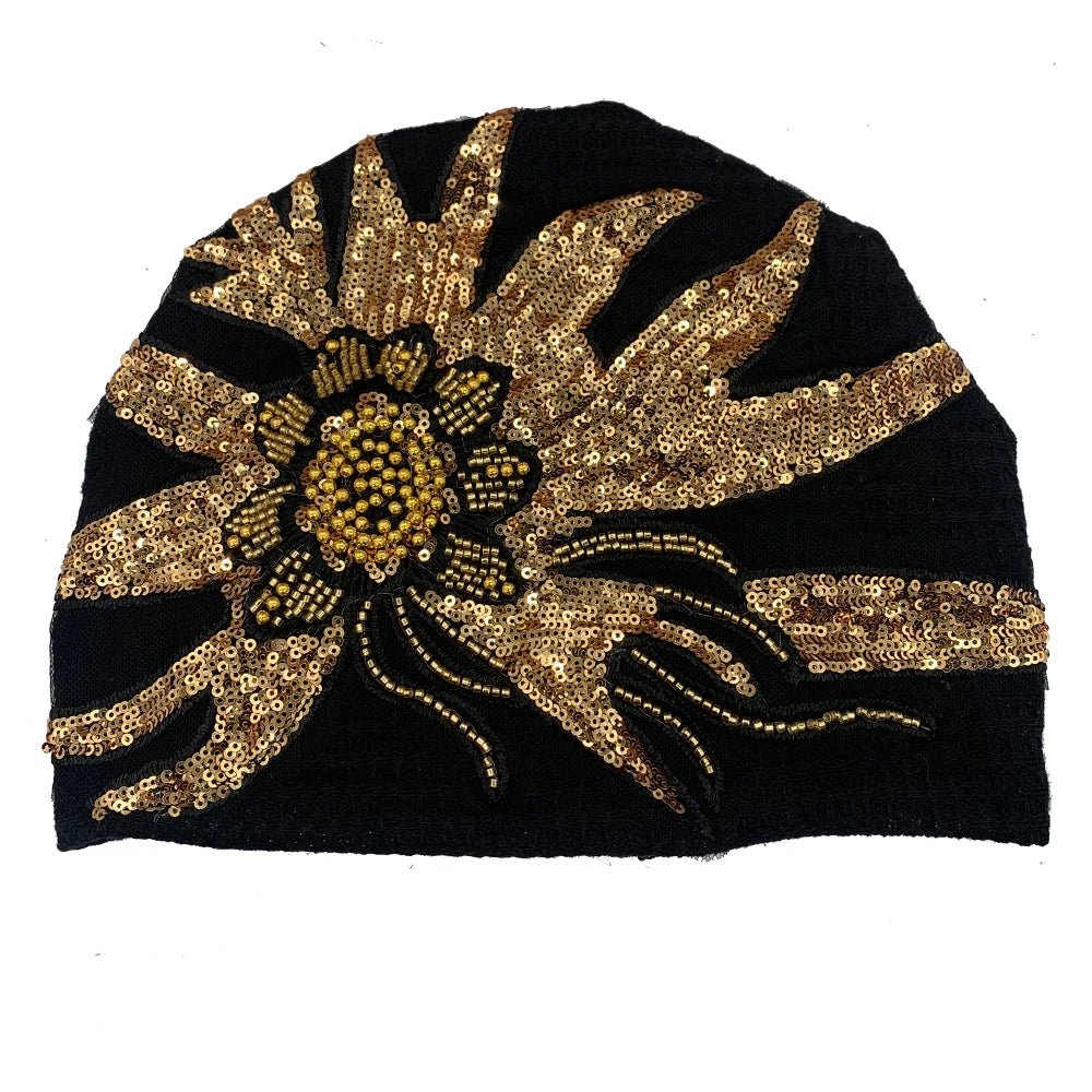 Luxury Diamonds Flower Lace Turban Hat Breathable Women Headscarf Headwear Bonnet Female Head Wraps Lady Beanie Hair Cover Cap