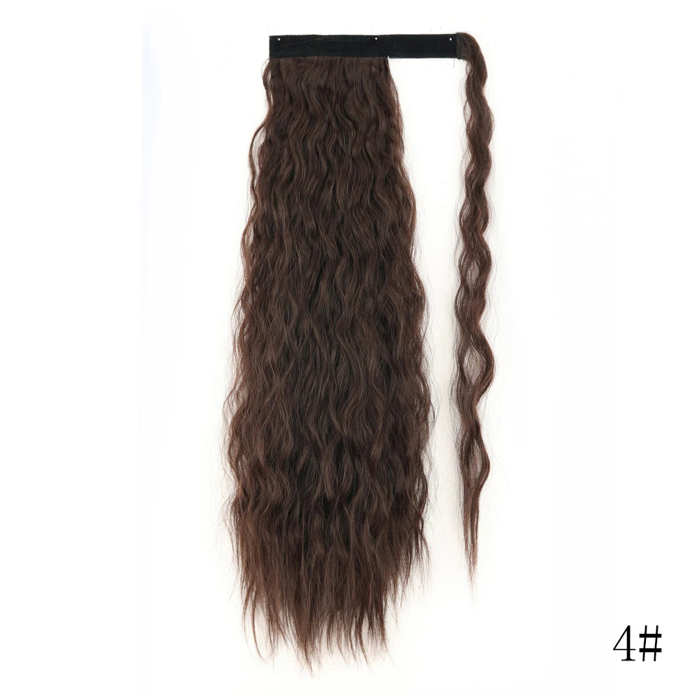 LISI GIRL Synthétique 22/34 Pouces Queue de Cheval enroulée Extensions de Cheveux Bouclés Afro Longs Postiches Queue de Cheval Faux Cheveux Résistant à la Chaleur