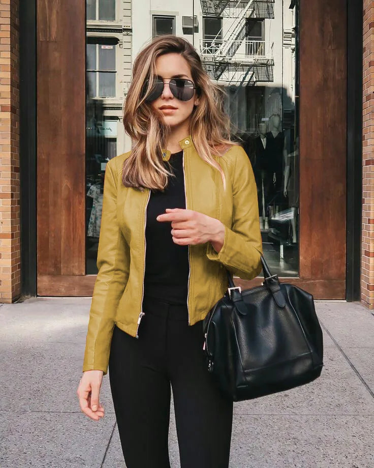 Vintage Women Pu Jacket Women High Street Coat Oversize Faux Leather Moto Biker Coats Punk Casual Cropped Outerwear