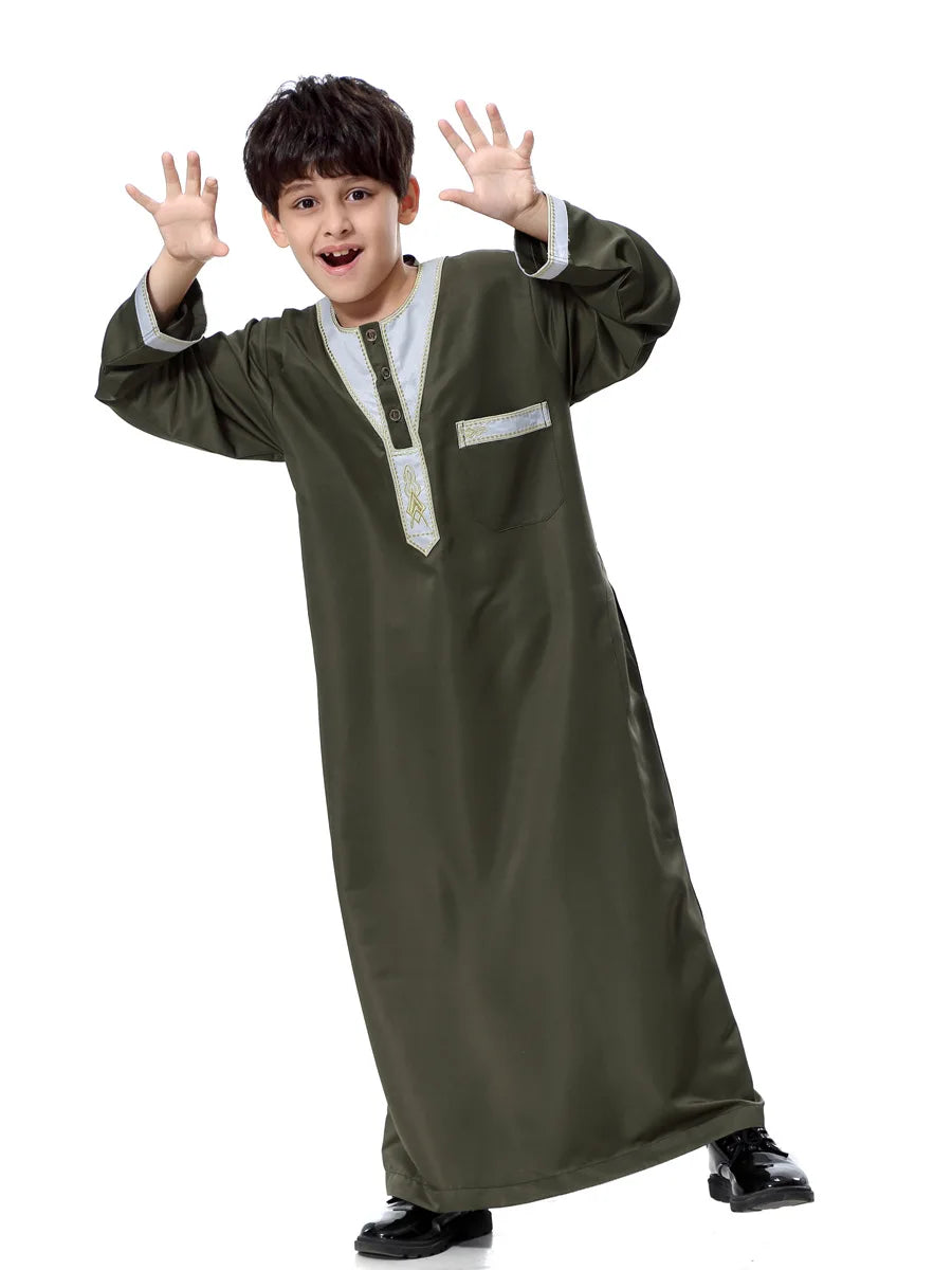 2025 Fashion Muslim Teenager Clothing Islam Men Summer Winter Eid Ramadan Prayer High Quality Elengance Party Boy's Robe Caftan