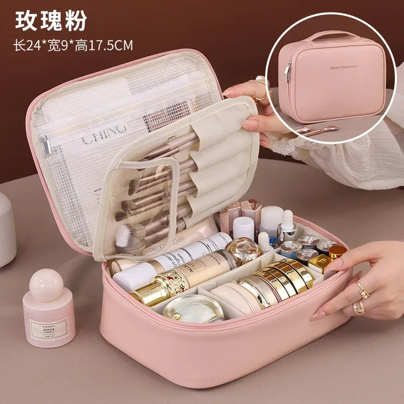 Women's Makeup Bag Large Capacity Double Layer Cosmetic Bag Waterproof Toiletry Pouch Cosmetics Organizer Travel Essentials