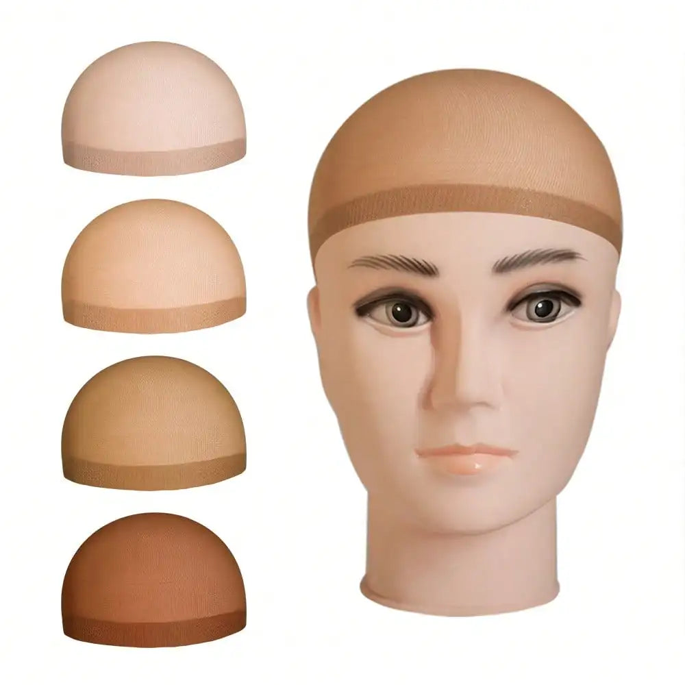 2Pcs/Pack Factory Wholesale Women's Elastic Nylon Wig Cap Comfortable Elastic Fit Smooth Safe Design Deluxe Stretch Mesh Wig Caps Hairnets For Making Wigs Dark Brown