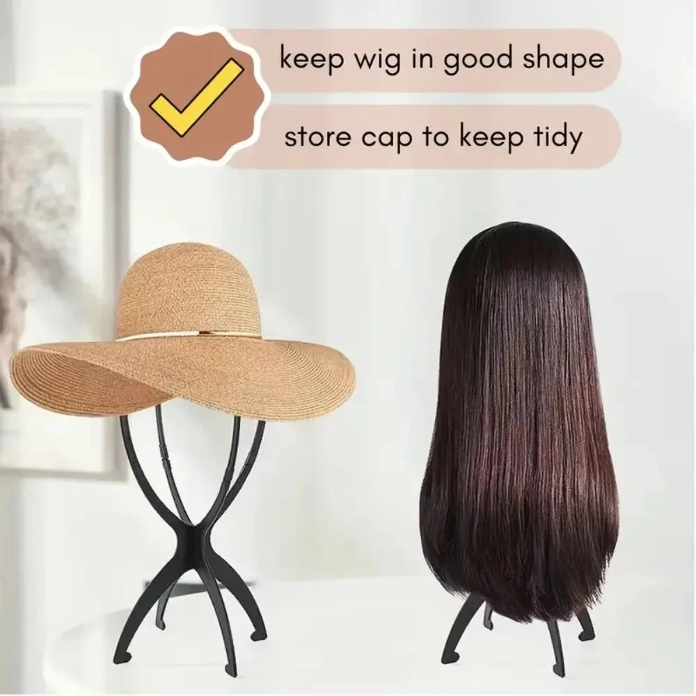 1/3PCS Plastic Wig Stand Portable Wig Head Stand Black Pink Wig Hang Holder Stand Durable Hair Display Tools Wig Accessories