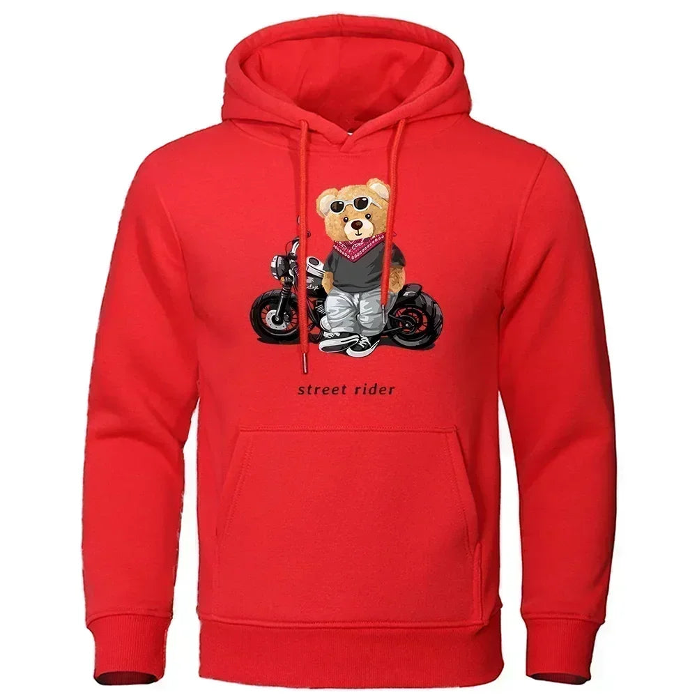Men's Teddy Bear Hooded Sweatshirt, Super Big Hat Sweatshirt, Casual, Loose, Personalized, Fun, Suitable for Motorcycle Riders