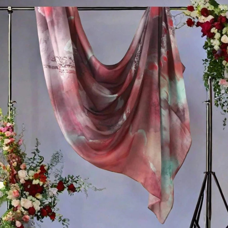 Estampado de acuarela, hiyab musulmán, pañuelo de mármol, suave, transpirable, protección solar, ligero, chal de playa de verano para mujer
