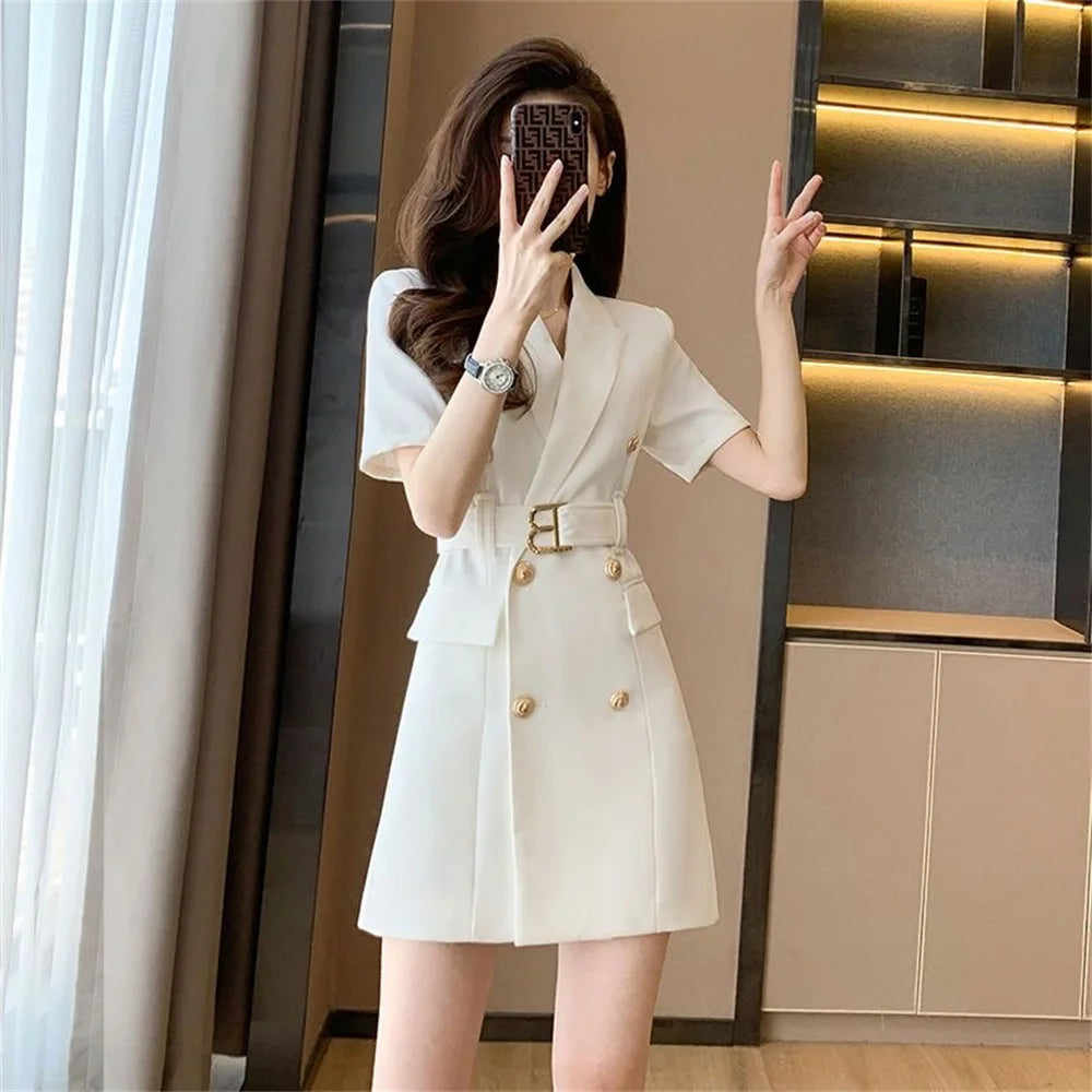 Summer New Fashion Temperament Women's Dress Small Fragrance French High-grade White Dress Summer Niche Design Suit Skirt