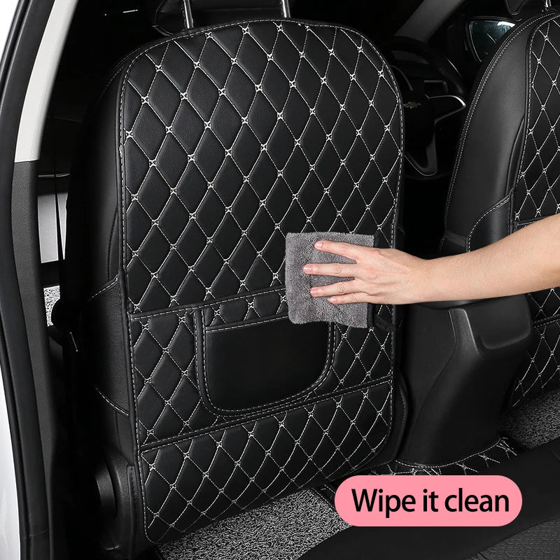 1Pc PU Leather Car Anti-Kick Mats Auto Seat Back Protector Cover For Children Kids Car Back Seat Anti-Dirty Pad Car  Accessories