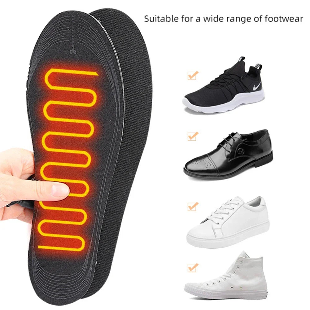 Plantillas térmicas USB, almohadillas eléctricas térmicas para zapatos, plantillas eléctricas térmicas recortables, lavables para camping y pesca en invierno