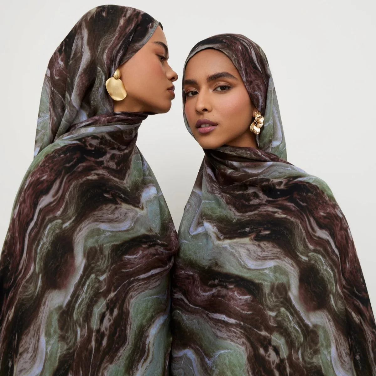 Estampado de acuarela, hiyab musulmán, pañuelo de mármol, suave, transpirable, protección solar, ligero, chal de playa de verano para mujer