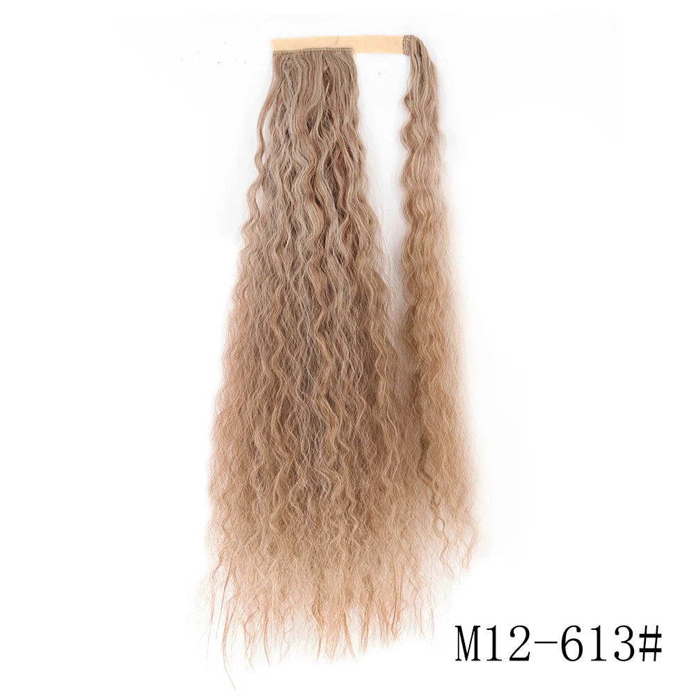 LISI GIRL Synthétique 22/34 Pouces Queue de Cheval enroulée Extensions de Cheveux Bouclés Afro Longs Postiches Queue de Cheval Faux Cheveux Résistant à la Chaleur