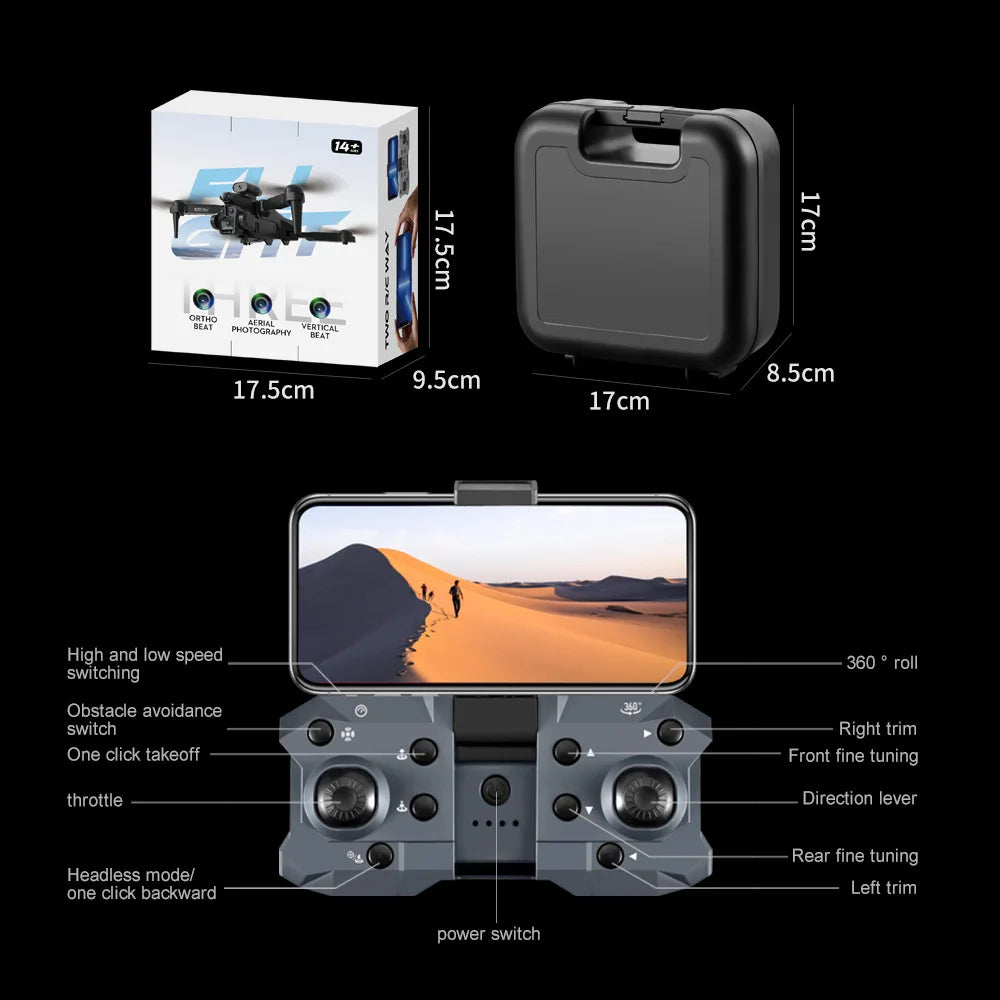 New Carbon Fiber Drone Triple HD Camera Aerial  OAS Remote Control Aircraft Optical Flow Quadcopter Kid Gifts