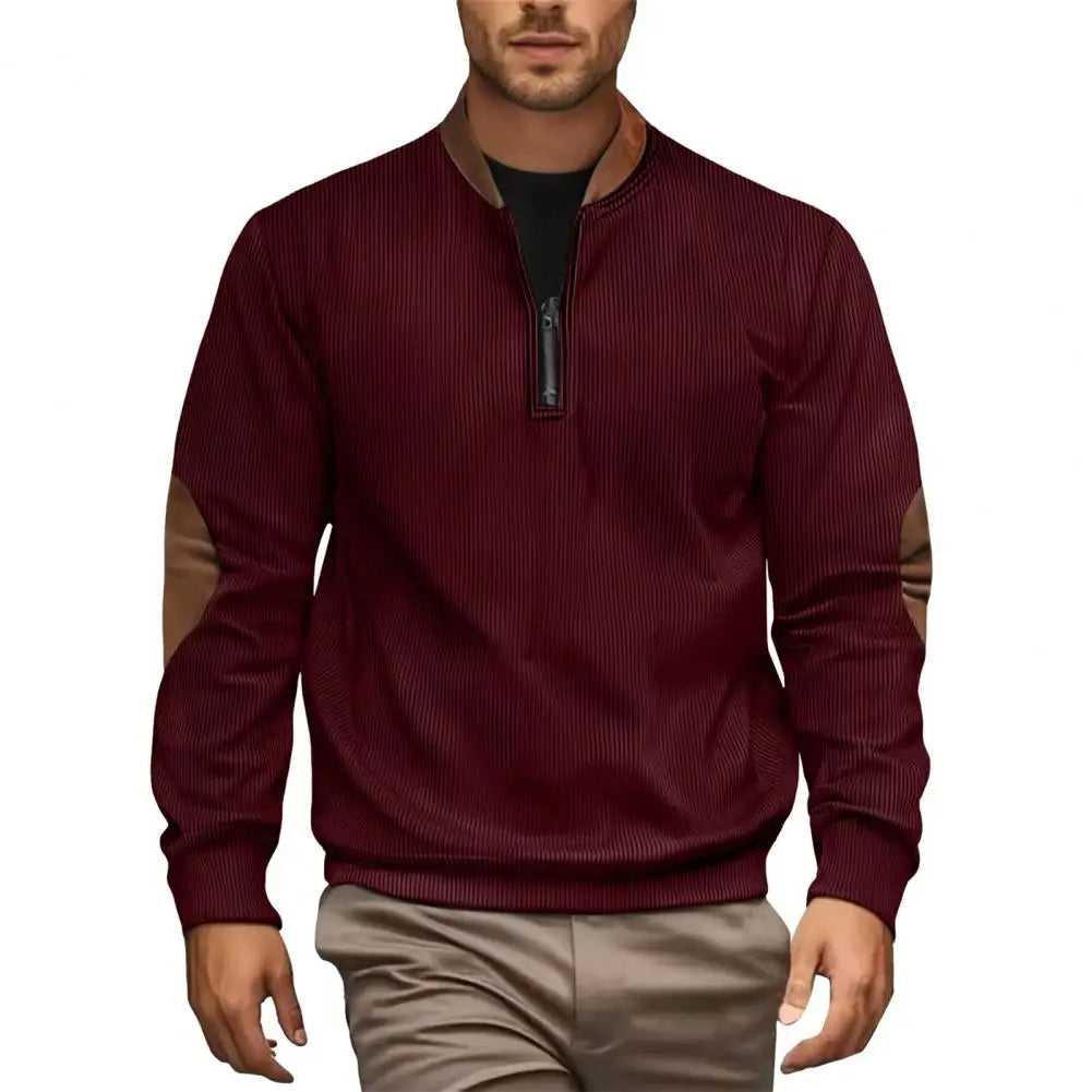 Men Sweatshirt Autumn Half-zip Men's Stand-up Collar Casual Loose Pullover Jacket