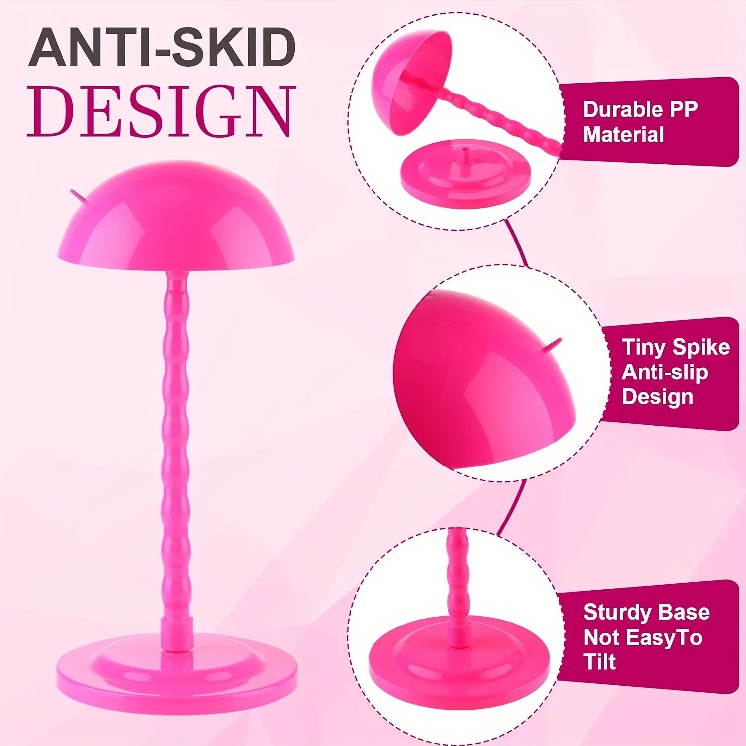 8pcs Wig Holder Wig Head Stand Wig Stand For Styling, 13.8 Inch Wigs Portable Hat Display Stand Travel Wig Holder For Multiple Wigs Practice Hat DIY Stand Head Stand Non Slip Stable