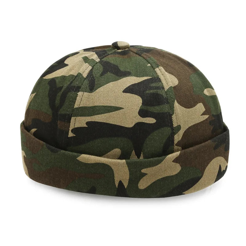 Vintage Palm Embroidery Beanie Hats Men's Docker Cap Spring Landlord Hat Unisex Hip Hop Brimless Hat Adjustable Bonnet Beanies