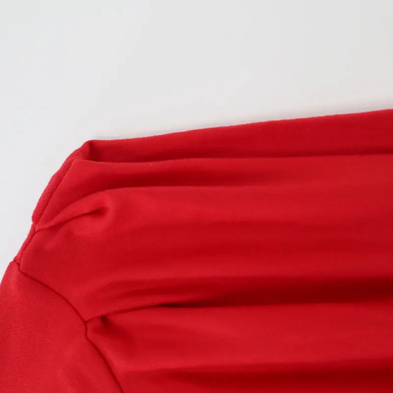 Autumn New T-shirt Red Sexy Women Top Off Shoulder Slim Tees Long Sleeves Streetwear Pullover Asymmetrical Lady Knitted T-shirt