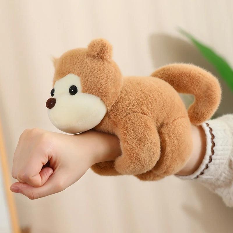 Creative Stuffed Animals Raccoon Fox Husky Cat Monkey Papa Circle Toy Wrapped Around Arm Doll Toys For Kids Birthday Gift