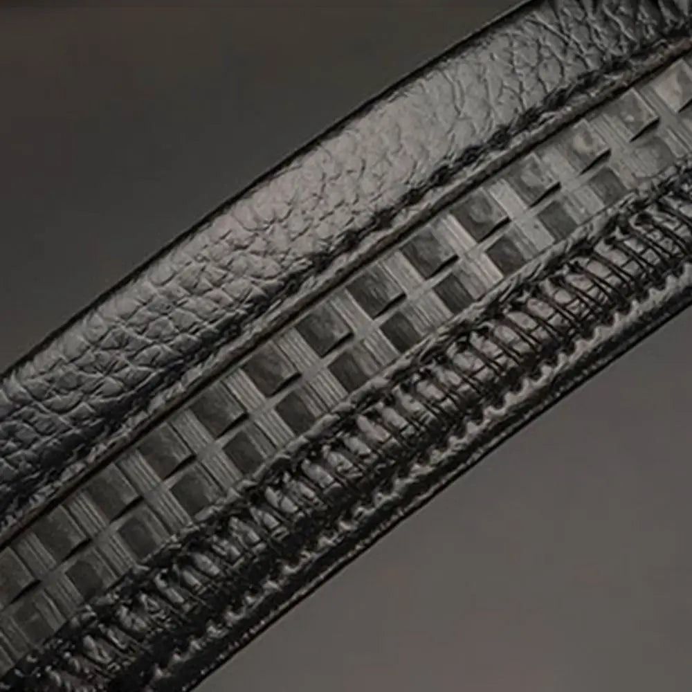 Cinturón de cuero de lujo automático para hombre – Hebilla dorada con pedrería