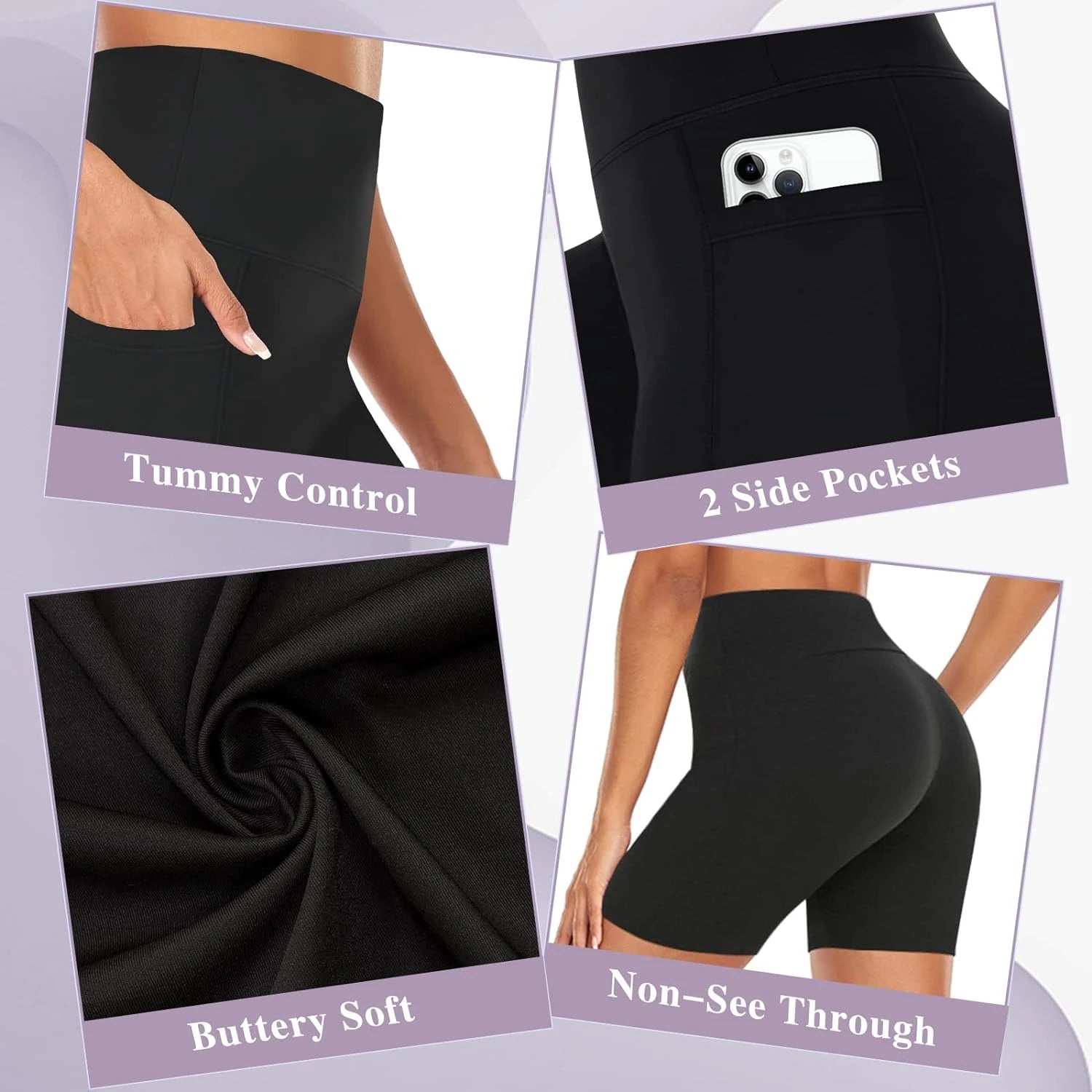 Premium, Stylish, and Functional High-Waisted Tummy-Control Spandex Biker Shorts for Women - Ideal Activewear for Yoga, Running,