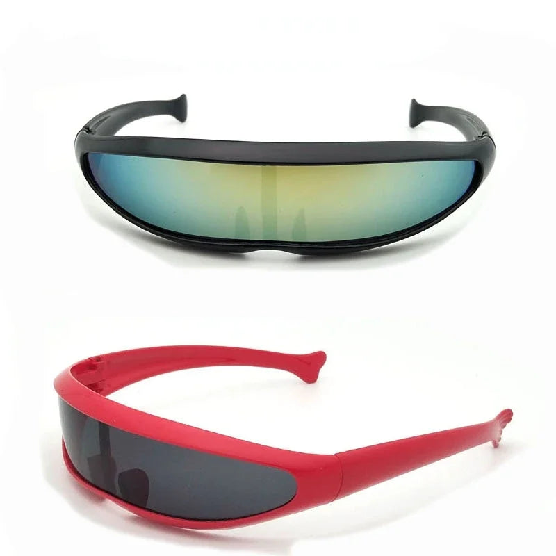 Futuristiske smale Cyclops-solbriller med visir, laserbriller, UV400, personlighet, speilglass, kostymebriller, menn, briller