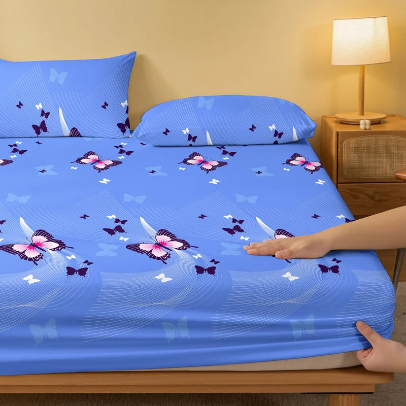 1 stk. utsøkt laken med frostet sommerfugldansmønster, sengeteppe til soverommet med trykk, sengetøy (unntatt putevar)