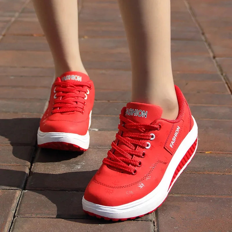 Women's Shoes Outdoor Casual Shoes Autumn Fashion Platform Vulcanized Shoes Flat Sole Walking Shoe Plus Size Lace-up Sneakers