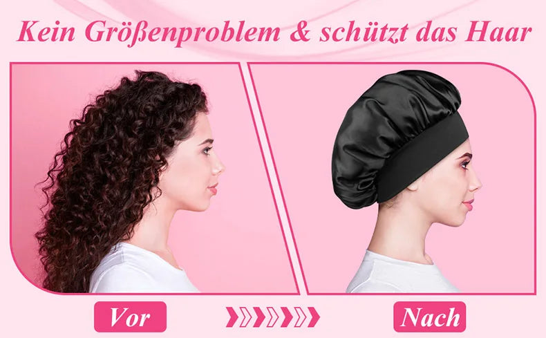 Fashion Bonnet Large Wide Edge Elastic Hat Casual Sports Silk Smooth Suitable for Curled Straight Hair Sleeping Hat Women's men