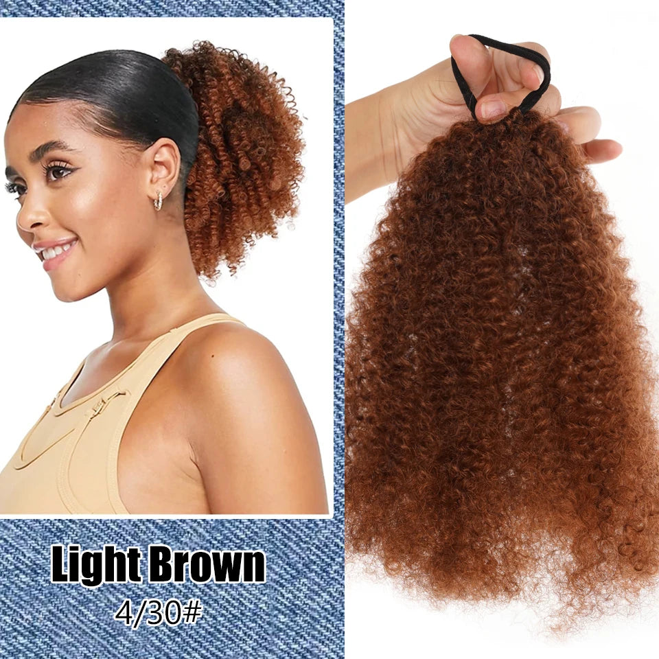 Extensions de queue de cheval Afro Puff pour femmes noires, postiches afro crépus et bouclés synthétiques courts naturels et moelleux