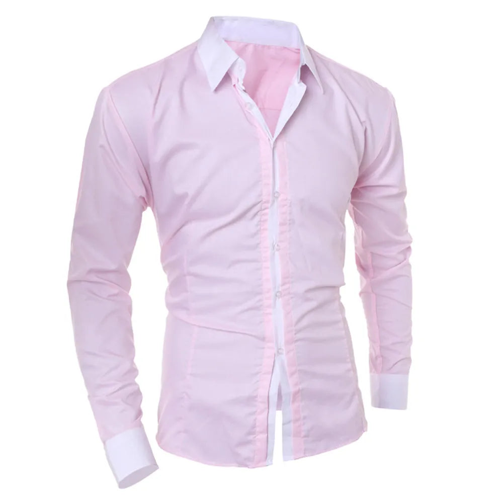 Men's Shirts Fashion Personality Mens Casual Slim Long-sleeved Shirt Top Blouse Black White Men Shirt Style Men Clothing Shirts