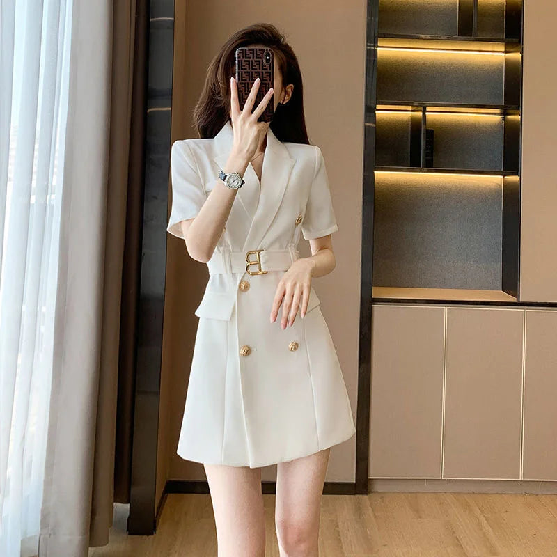 Summer New Fashion Temperament Women's Dress Small Fragrance French High-grade White Dress Summer Niche Design Suit Skirt
