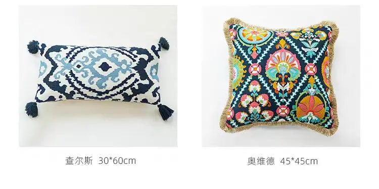 Moroccan Pillowcase Living Room Sofa Decor Handmade Pillow Cover Indian Exotic Ethnic Style Boho Embroidery Cushion Pillow Cover