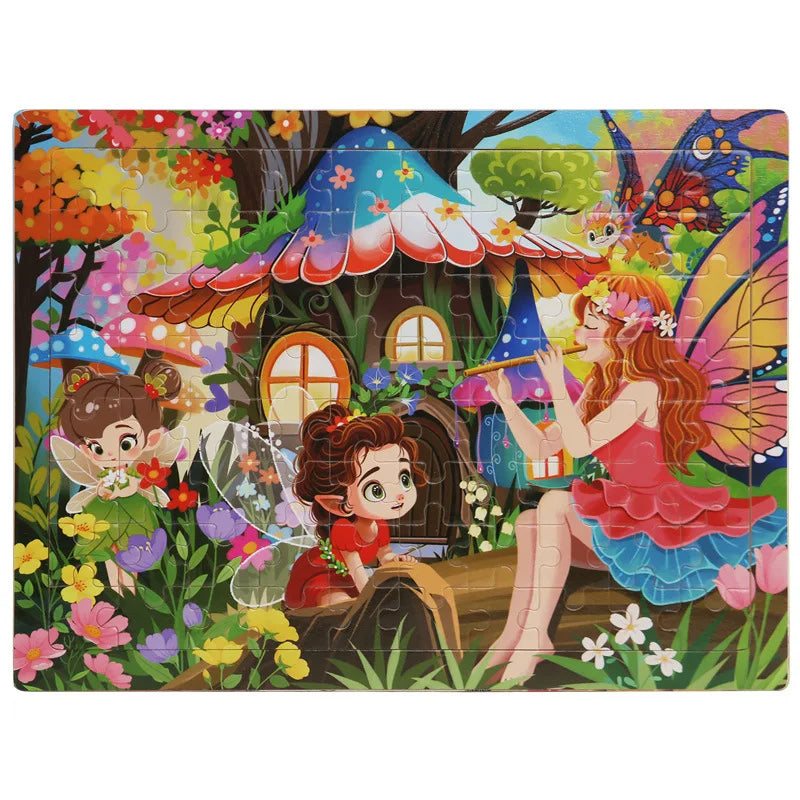 80 Pieces Wooden Jigsaw Puzzle Kids Cartoon Animal Vehicle Puzzles Montessori Learning Educational Toys for Children