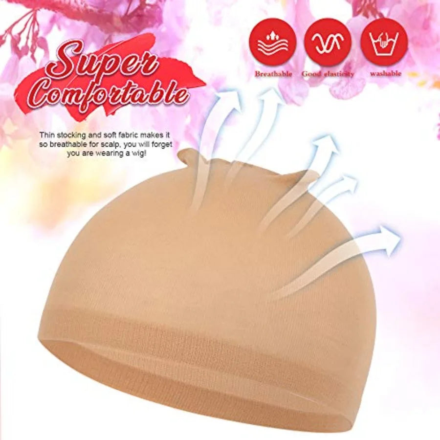 6 Pcs Stocking Wig Caps, Light Brown Stocking Caps For Wigs, Stretchy Nylon Wig Caps for Women, Girls,