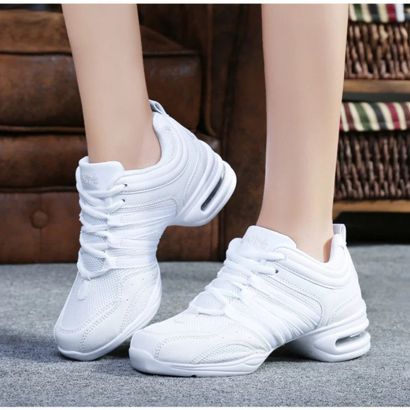Women Modern Dancing Shoes Lady Breathable Knitted Jazz Dance Shoes Female Anti-slip Casual Sports Footwear