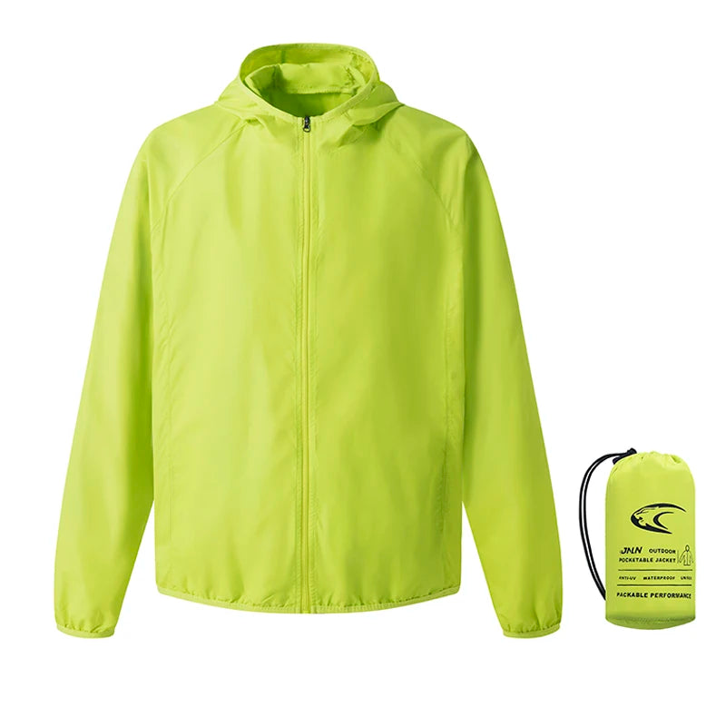 JNLN Men's Women's Waterproof Hiking Jacket Quick Dry Sun Protection Windbreaker Camping Hunting Climbing Outdoor Rain Coat
