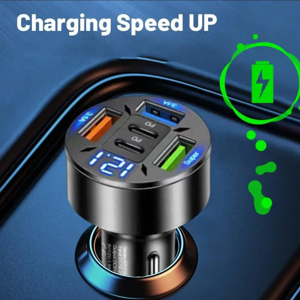 Chargeur allume-cigare 5 en 1 PD QC3.0 250 W, charge rapide USB C pour iPhone, Samsung, Galaxy, iPad Pro, adaptateur multiport allume-cigare