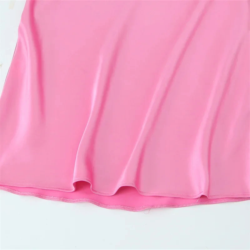 women's clothing summer new beach style fashion temperament elegant satin texture ruffled sling midi dress 3573/331